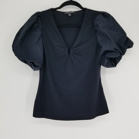 INC International Concepts Tops - Inc. Statement Puffed Sleeve Cotton / Jersey Top - L